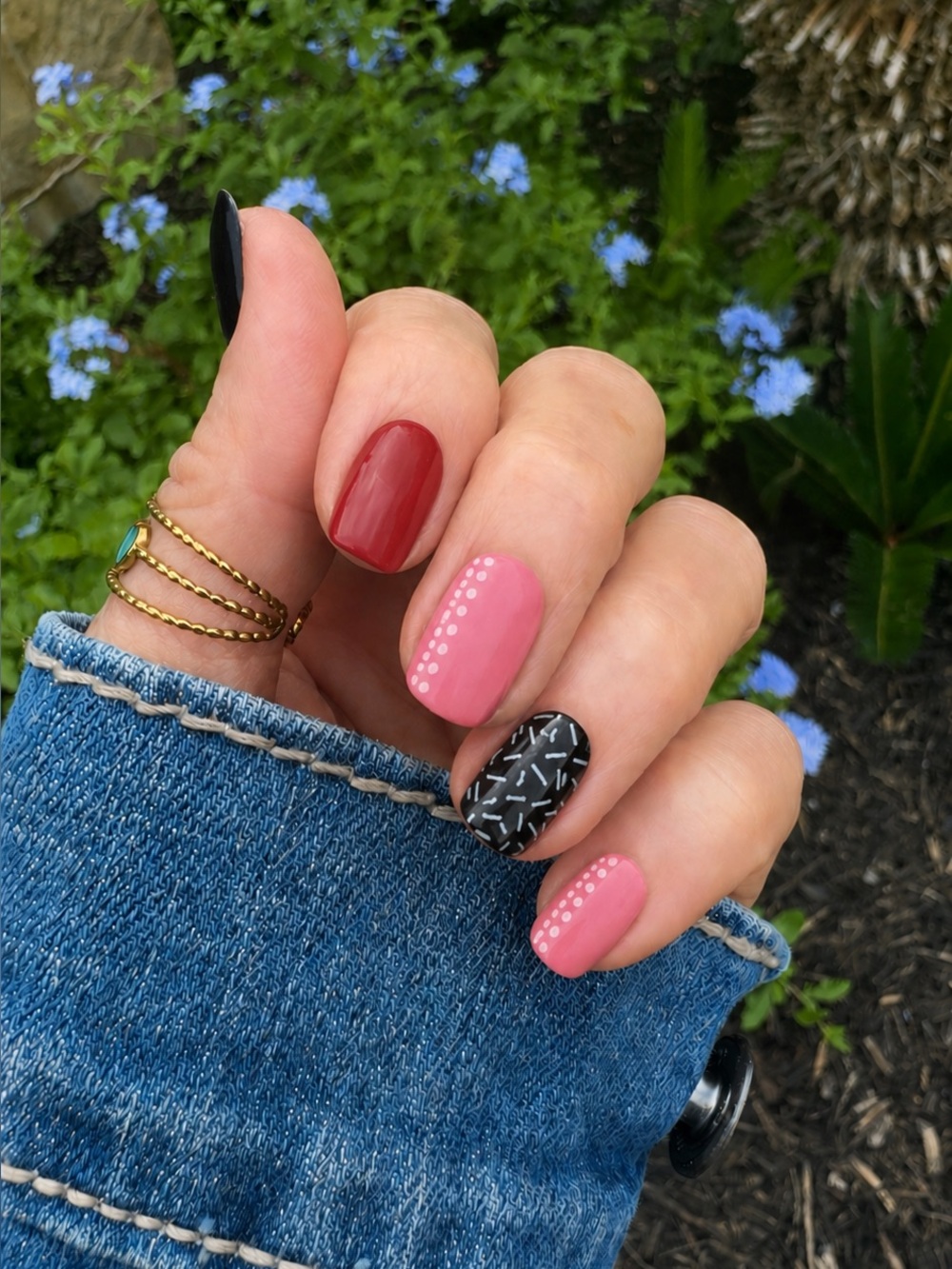 Sweet Manis Cherry Cola Cutie Nail Wraps Pink Red Black Sprinkle Design